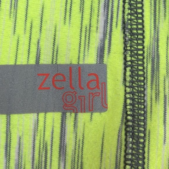 Zella girl size Large Pants Casual Workout Leggings 10-12 Lime Green Striped - Picture 4 of 5